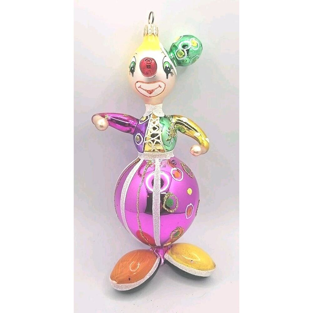 Vtg‎ Christopher Radko Clown Blown Glass Christmas Ornament U313 s